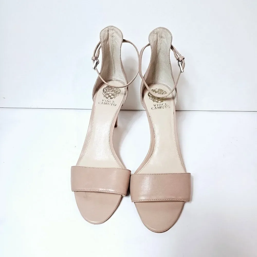 Vince Camuto Nude Court Leatjer Stiletto Sandals Size 10 LIKE NEW!